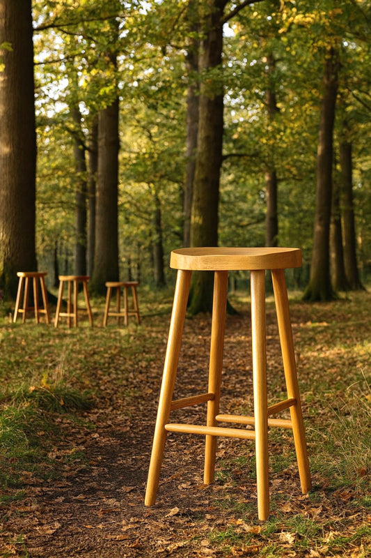 Solid Oak Kitchen Stool, A Handcrafted Bar Stool with Natural Finish "The Classic"